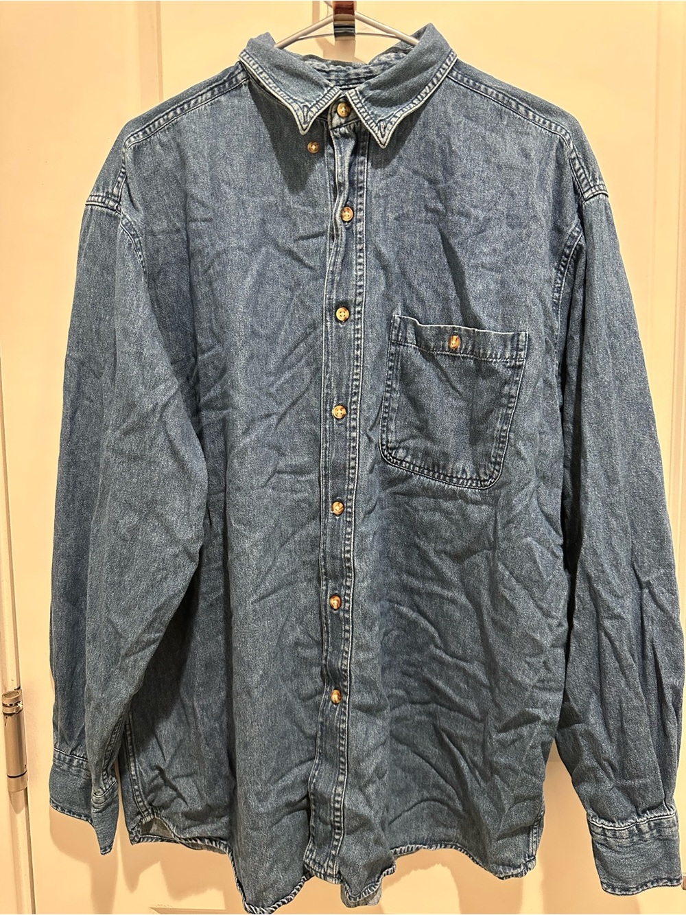 Men's Casual Denim Button-Down Shirt in Blue